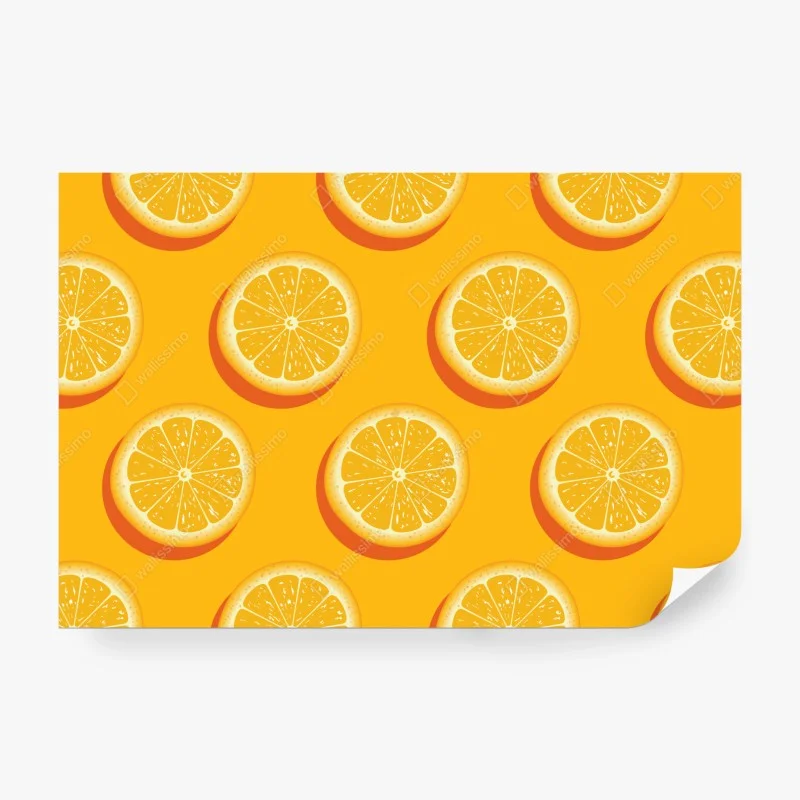 Wall mural vibrant orange citrus pattern