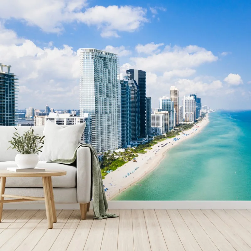 Wall mural turquoise beachfront skyline