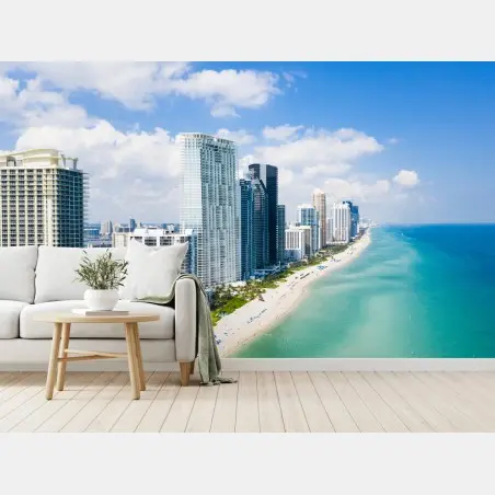 Wall mural turquoise beachfront skyline • Wallissimo®