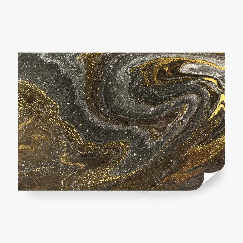 Wall mural gold and black marble swirl abstract