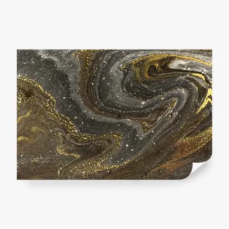Wall mural gold and black marble swirl abstract • Wallissimo®