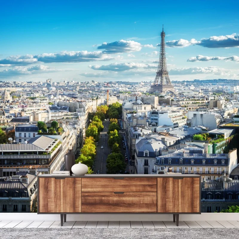 Wall mural Paris skyline with the Eiffel Tower