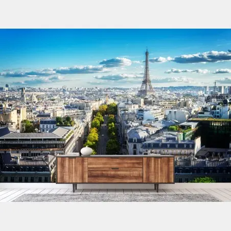 Wall mural Paris skyline with the Eiffel Tower • Wallissimo®