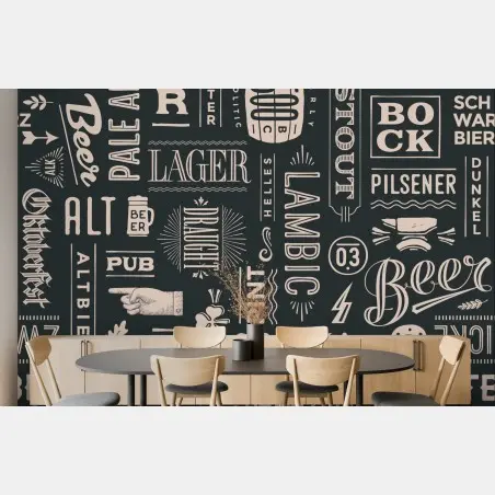 Wall mural vintage beer label collage • Wallissimo®