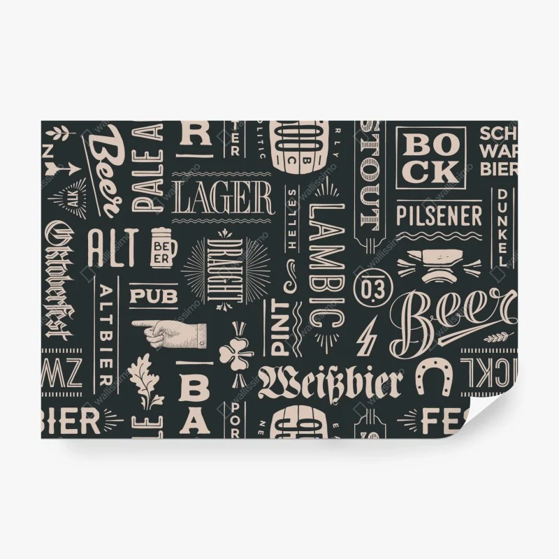 Wall mural vintage beer label collage