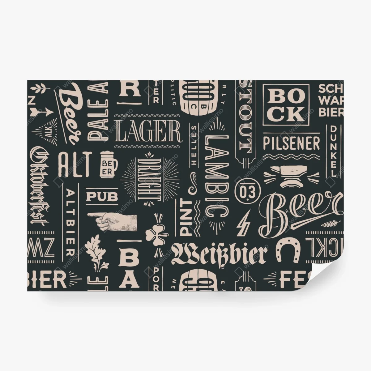 Wall mural vintage beer label collage ⁕ Wallissimo®
