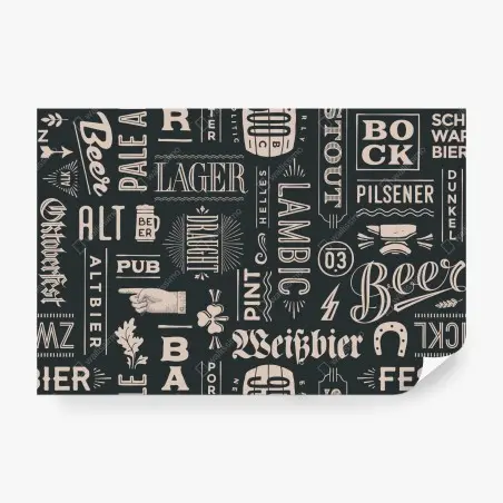 Wall mural vintage beer label collage • Wallissimo®