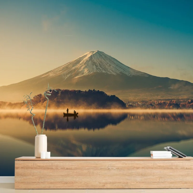 Wall mural Mount Fuji sunrise over Lake Kawaguchiko