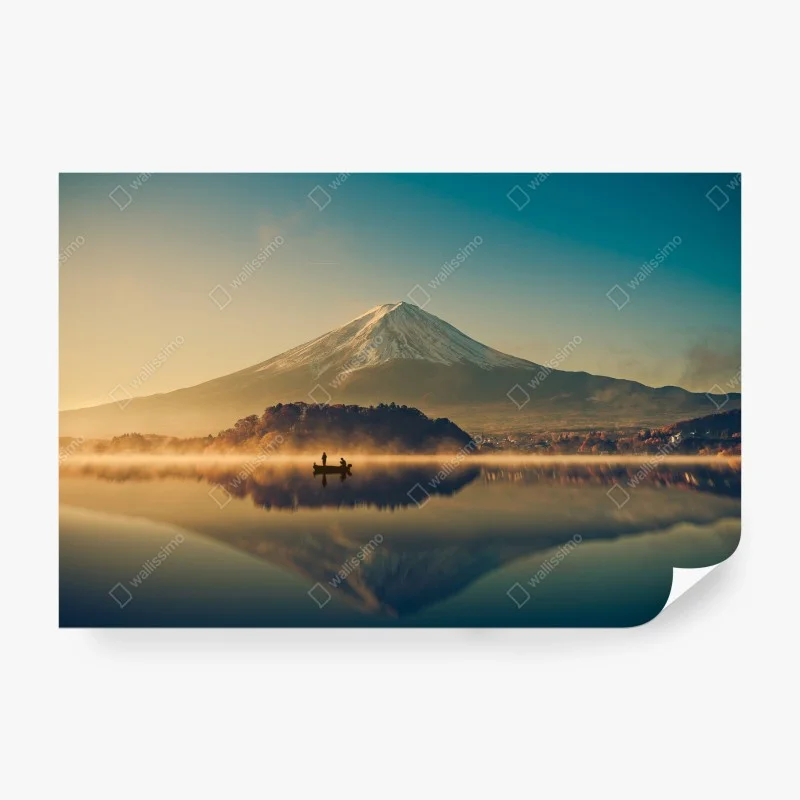 Wall mural Mount Fuji sunrise over Lake Kawaguchiko