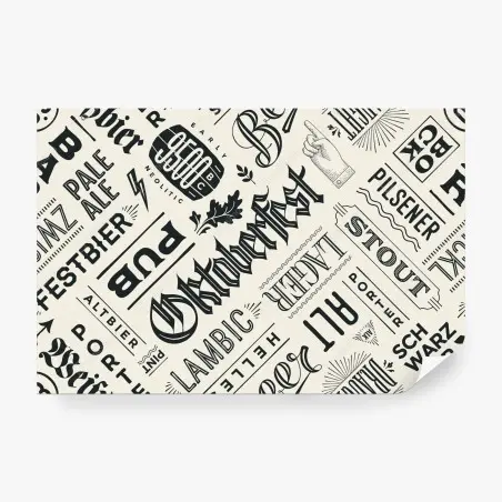 Wall mural vintage beer label typography pattern • Wallissimo®