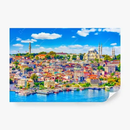 Wall mural vibrant Istanbul skyline over the Bosphorus • Wallissimo®
