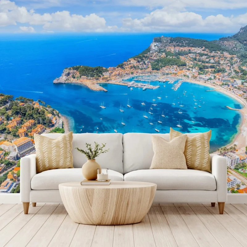 Wall mural aerial view of Port de Sóller bay