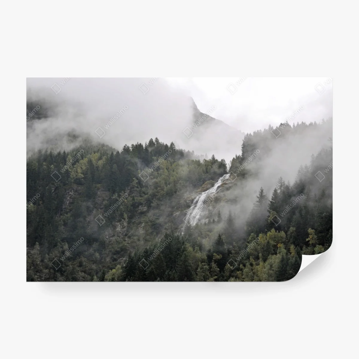 Wall mural misty mountain waterfall • Wallissimo® Wall mural misty mountain waterfall • Wallissimo®