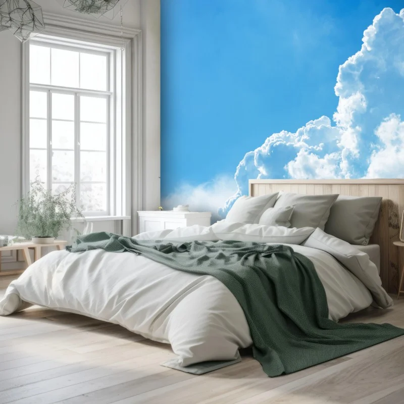 Wall mural soft blue sky with fluffy clouds