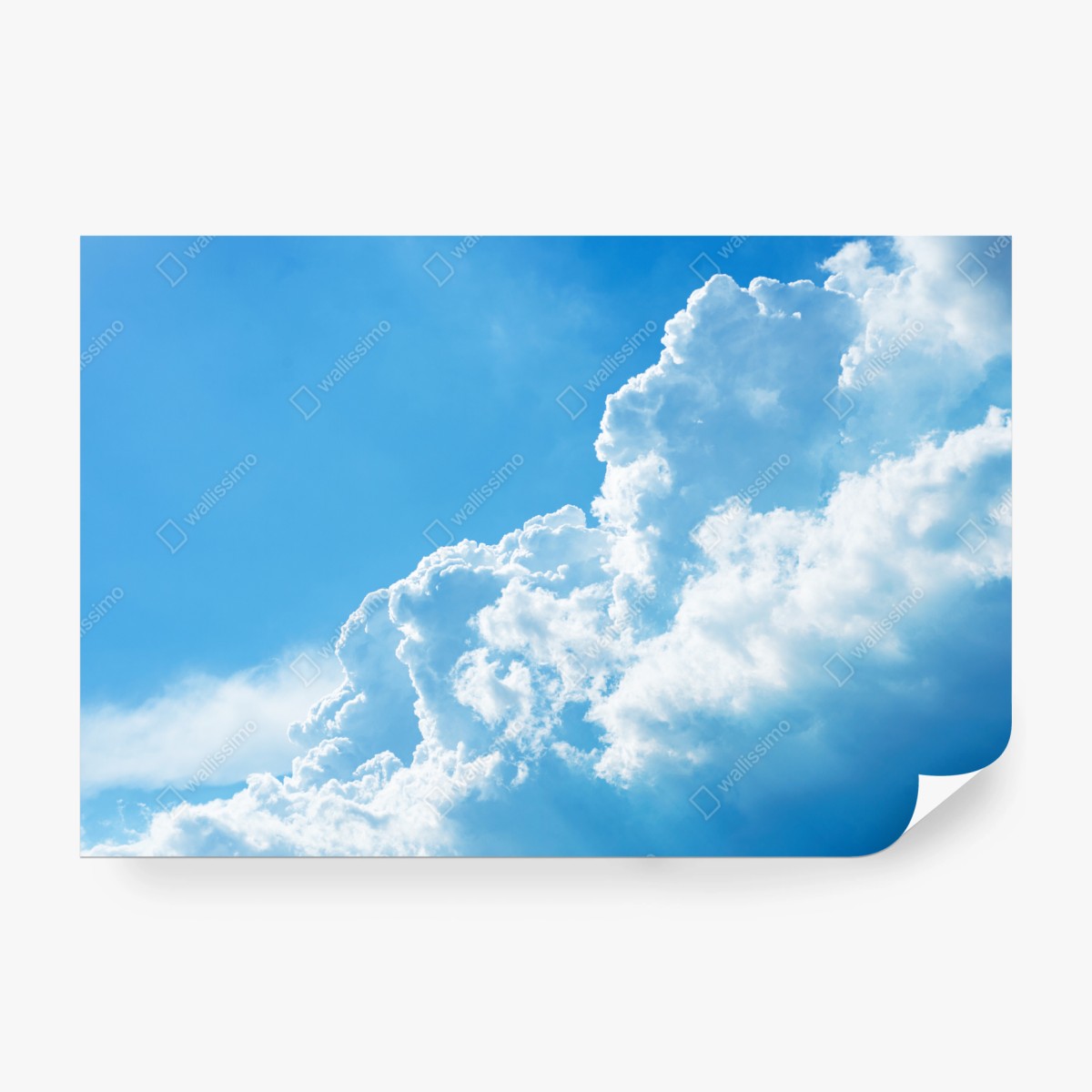 Wall mural soft blue sky with fluffy clouds • Wallissimo®