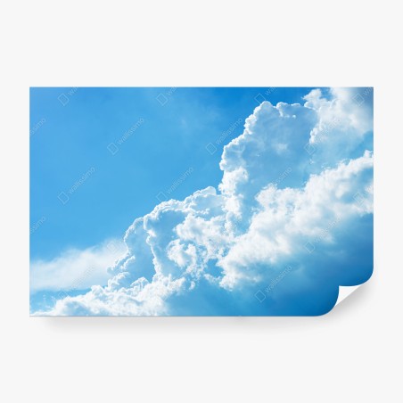 Wall mural soft blue sky with fluffy clouds • Wallissimo®