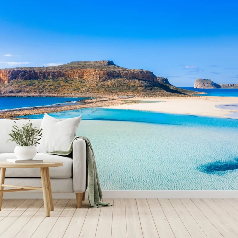Wall mural turquoise lagoon and rocky island panorama
