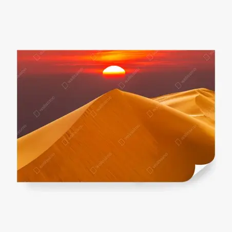 Wall mural golden desert sunset over sand dunes • Wallissimo®