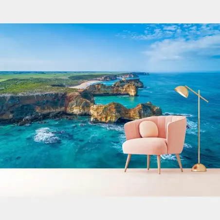 Wall mural Great Ocean Road coastal panorama • Wallissimo®