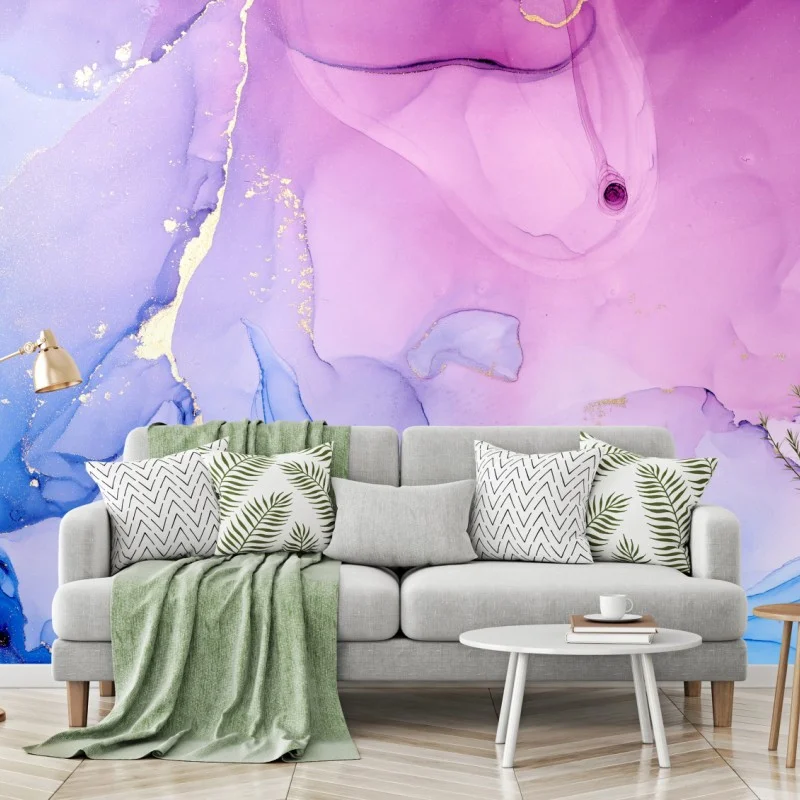 Wall mural pink and blue marble fluid abstract