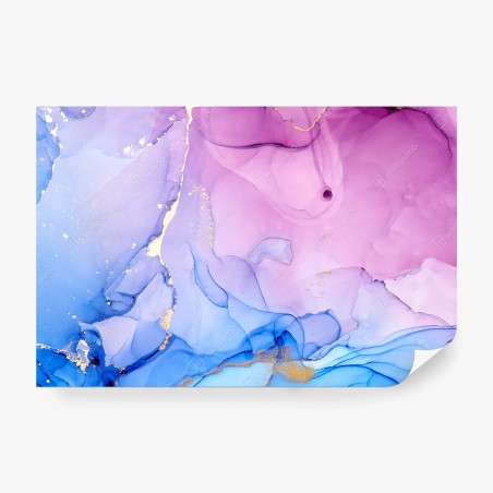 Wall mural pink and blue marble fluid abstract • Wallissimo®