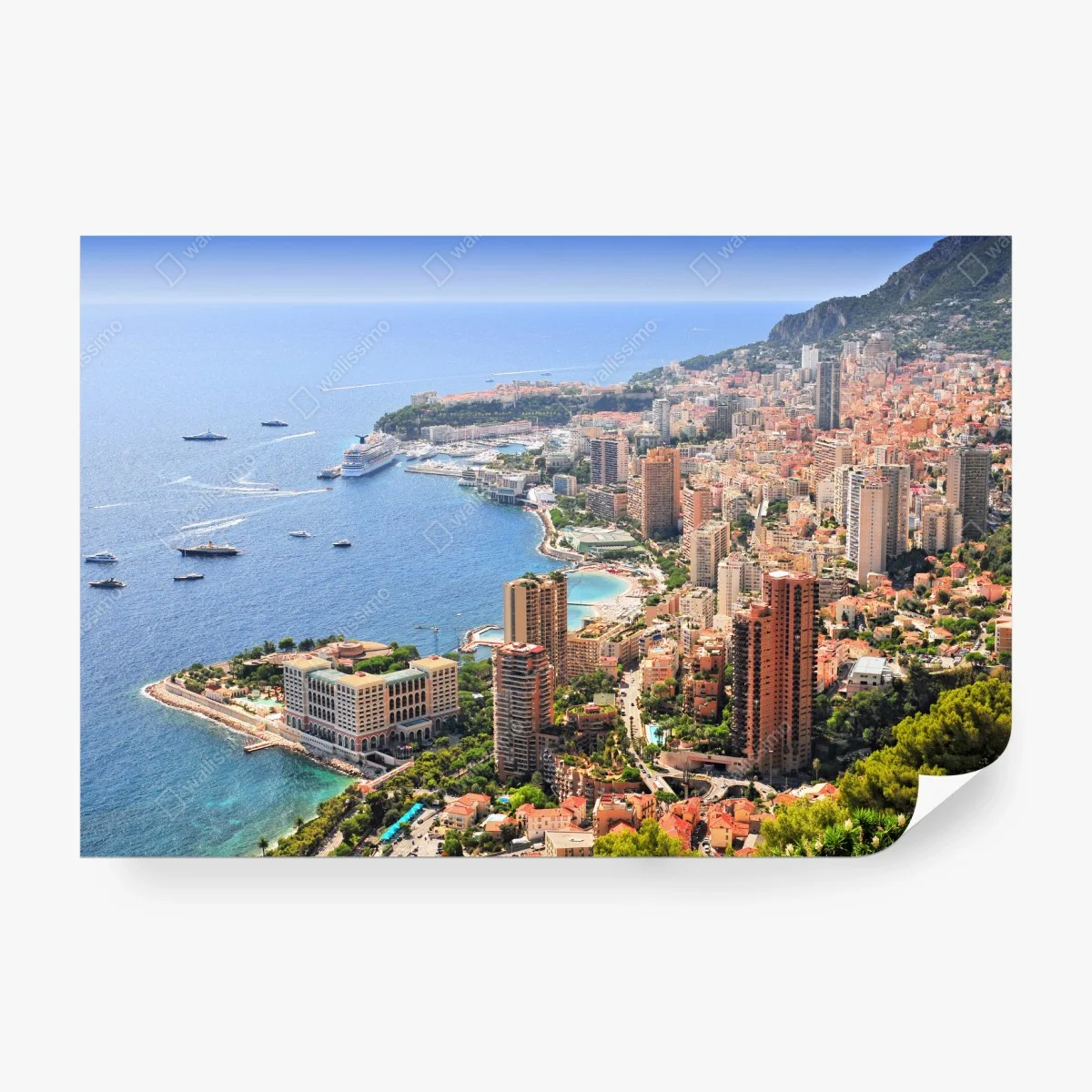 Wall mural sunlit mediterranean city skyline ⁕ Wallissimo®