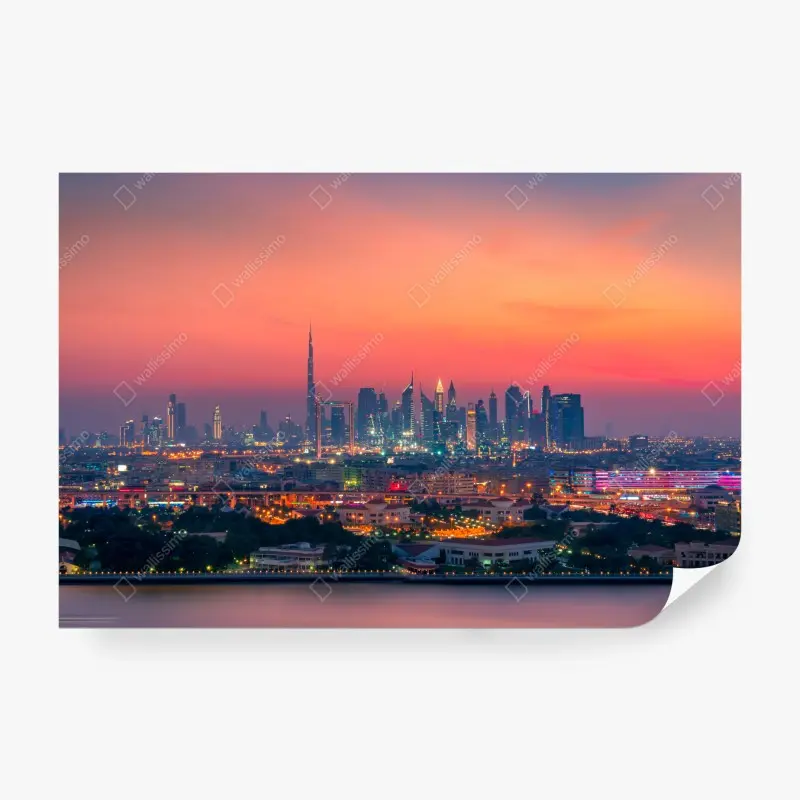 Wall mural Dubai skyline at sunset
