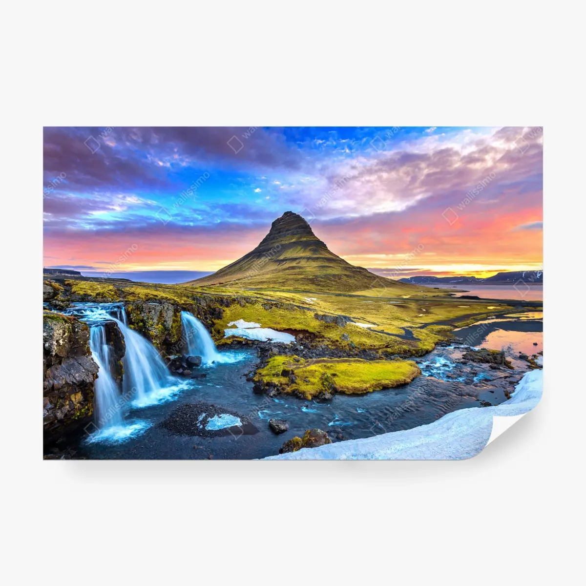 Wall mural Kirkjufell sunrise mountain vista ⁕ Wallissimo® Wall mural Kirkjufell sunrise mountain vista ⁕ Wallissimo®