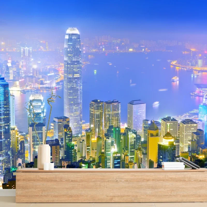 Wall mural hong kong skyline at night