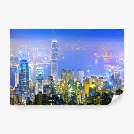 Wall mural hong kong skyline at night • Wallissimo®