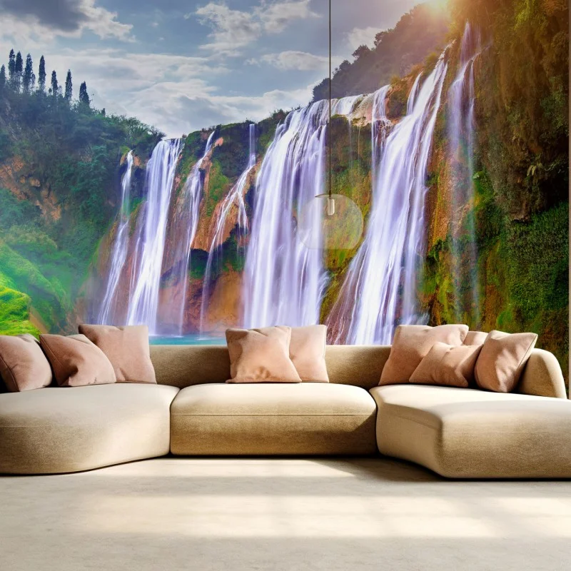Wall mural Jiulong waterfall turquoise cascade in Luoping, China