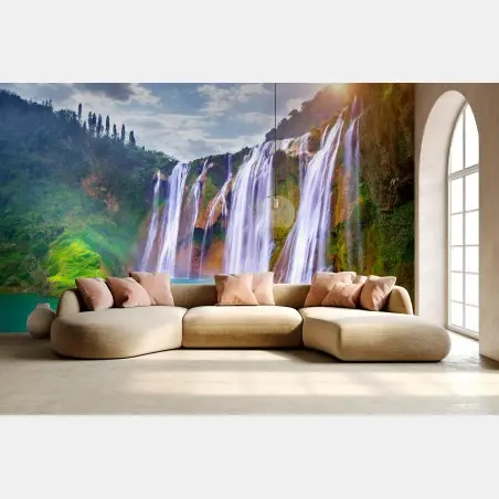 Wall mural Jiulong waterfall turquoise cascade in Luoping, China • Wallissimo®