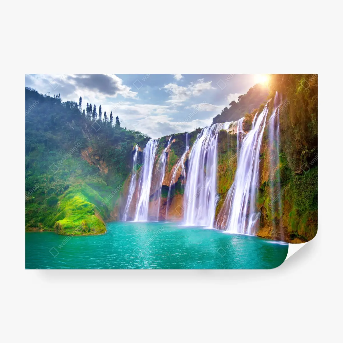 Wall mural Jiulong waterfall turquoise cascade in Luoping, China • Wallissimo®