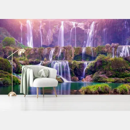 Wall mural serene cascade at Jiulong waterfall, Luoping • Wallissimo®