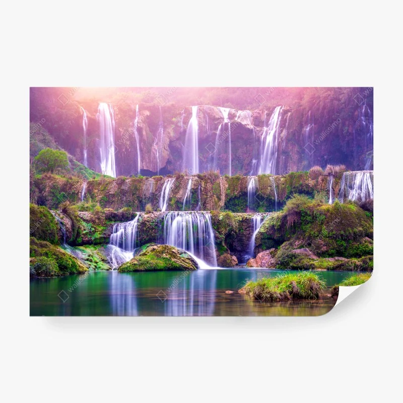Wall mural serene cascade at Jiulong waterfall, Luoping