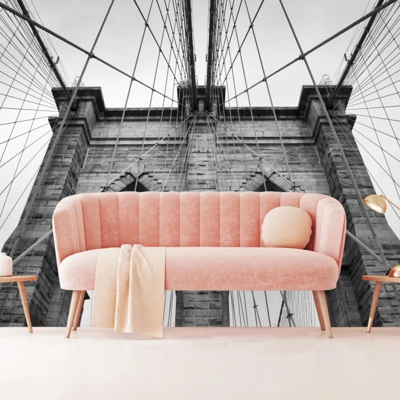 Wall mural monochrome suspension bridge architecture