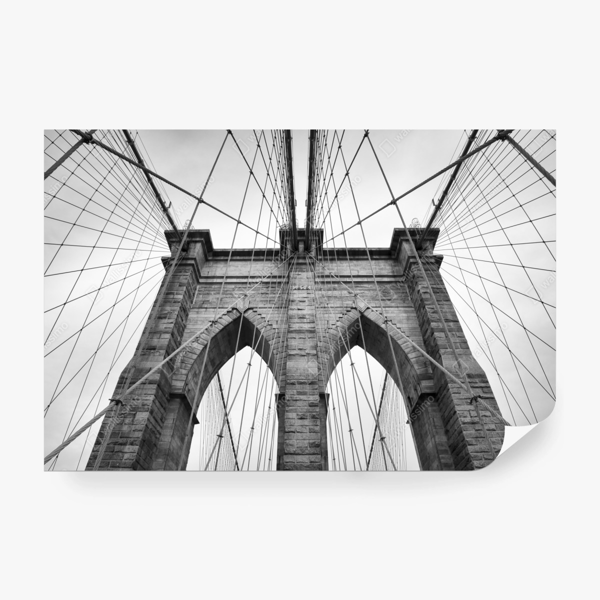 Wall mural monochrome suspension bridge architecture • Wallissimo®