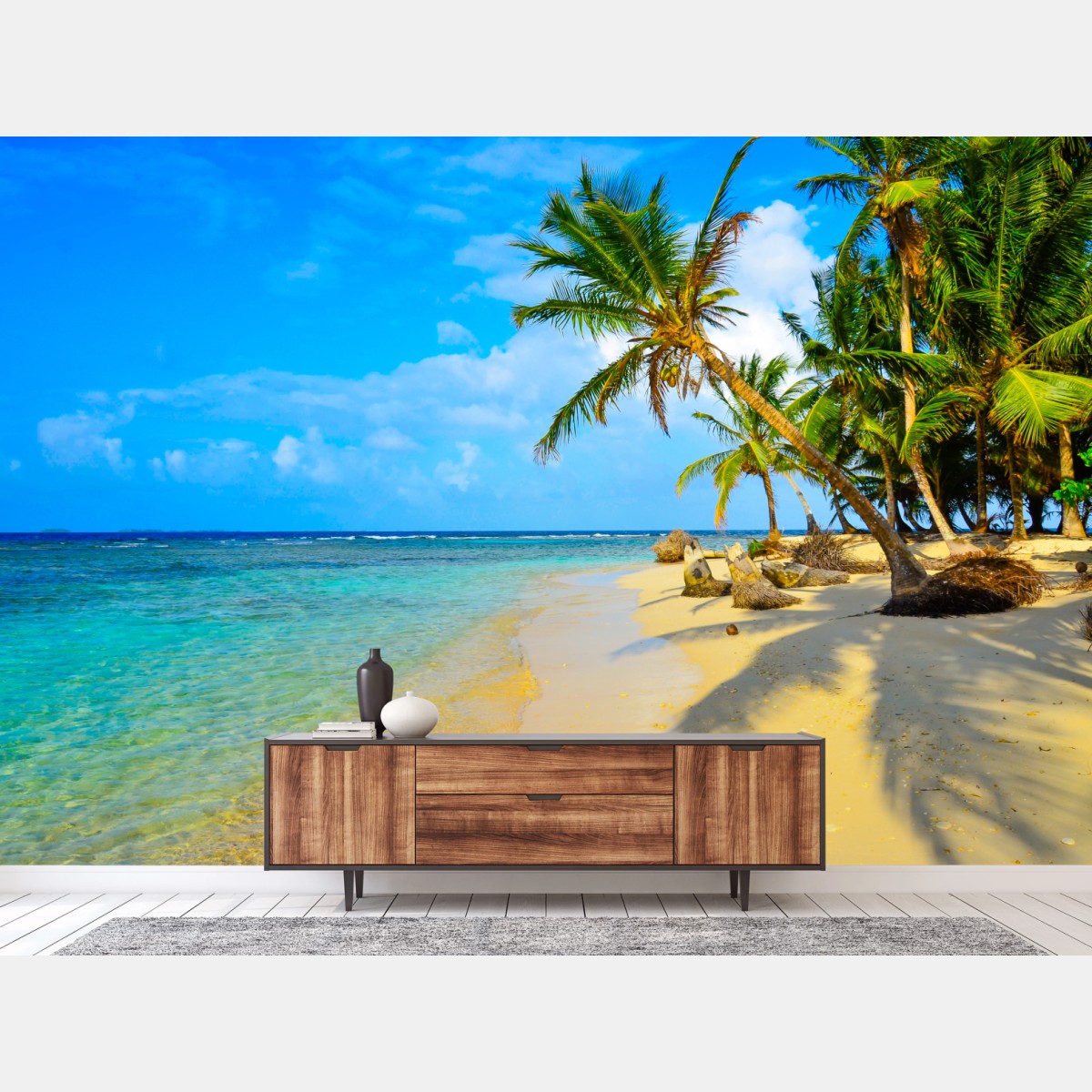 Wall mural tropical turquoise beach paradise • Wallissimo®