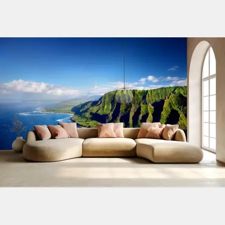 Wall mural majestic coastal cliffs over turquoise ocean • Wallissimo®