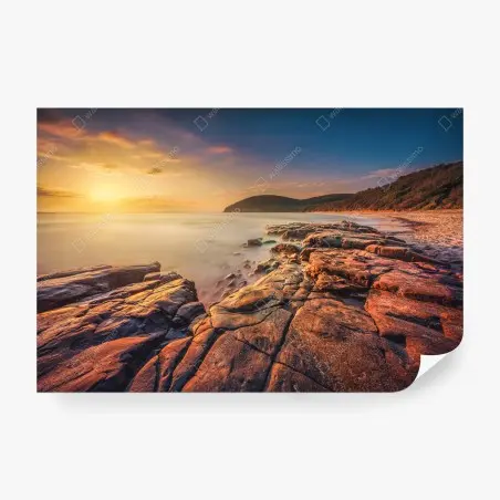 Wall mural sunset at Cala Violina beach, Tuscany • Wallissimo®