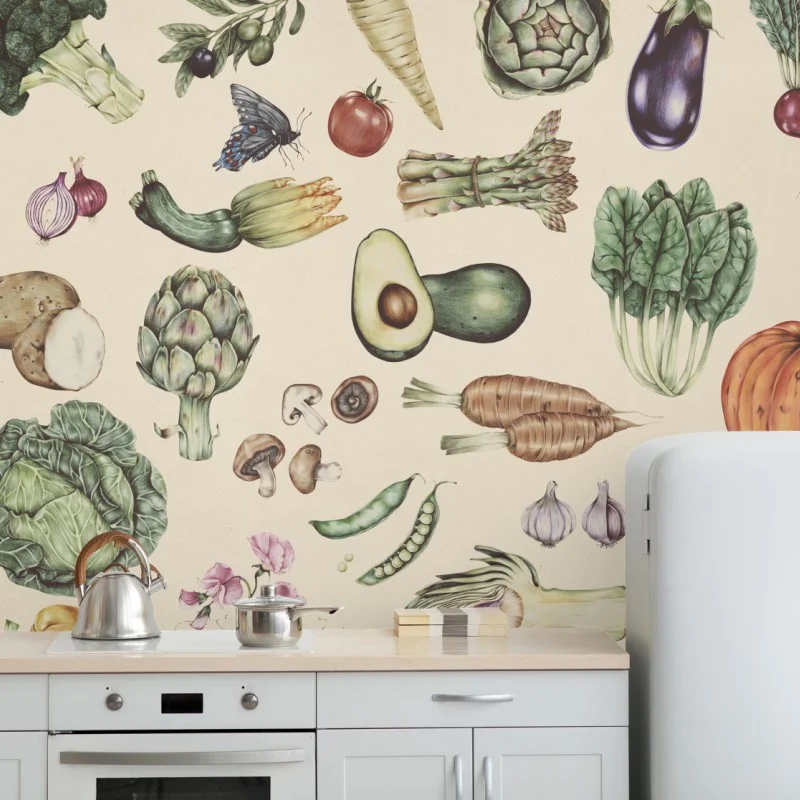 Wall mural hand-drawn vegetable botanical print