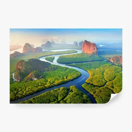 Wall mural sunrise over Phang Nga Bay • Wallissimo®