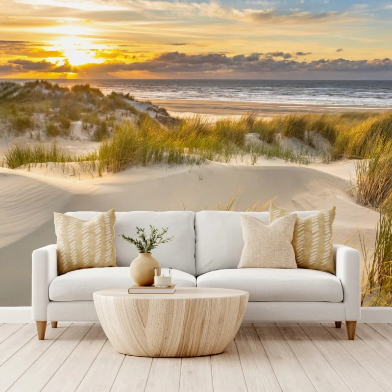 Wall mural sunset over Ameland dunes