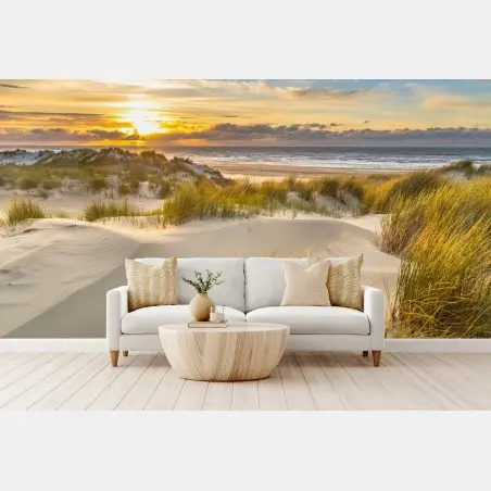 Wall mural sunset over Ameland dunes • Wallissimo®