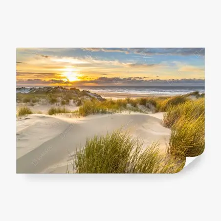 Wall mural sunset over Ameland dunes • Wallissimo®