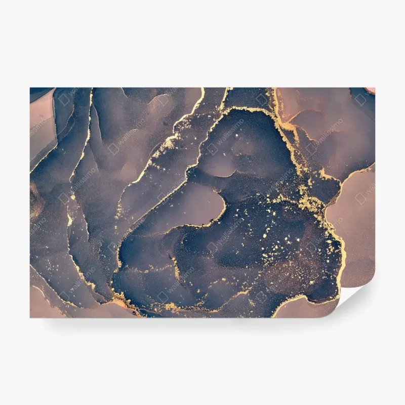Wall mural navy and gold marble abstract