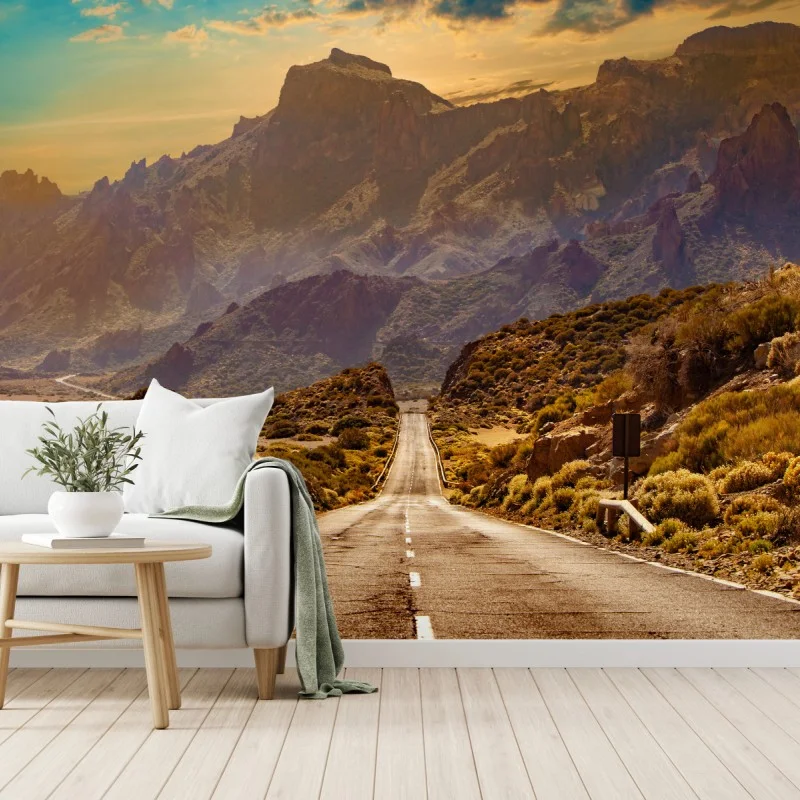 Wall mural road to the mountains in Tenerife
