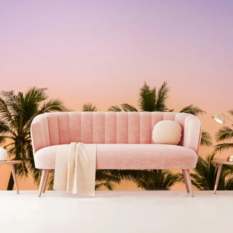 Wall mural tropical palm sunset at the beach