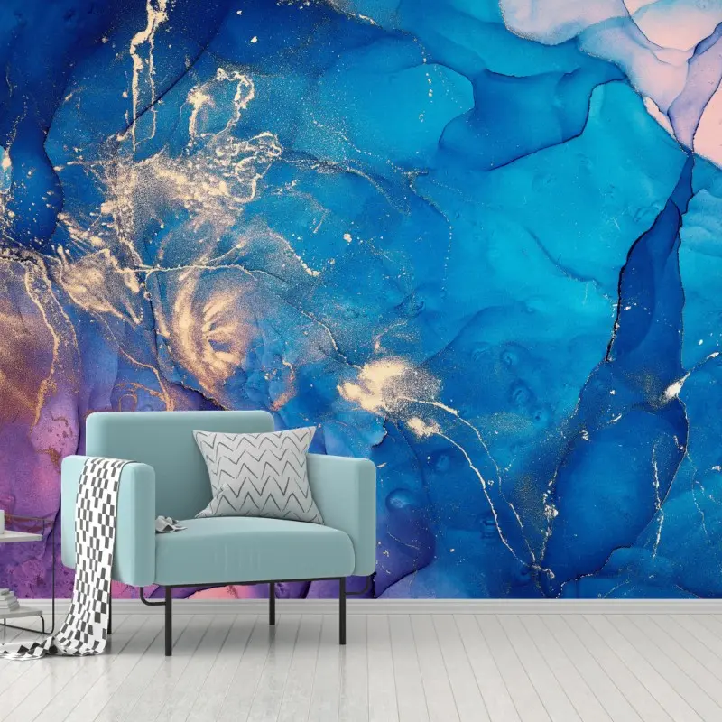 Wall mural ocean blue marble alcohol ink abstract