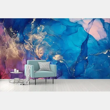 Wall mural ocean blue marble alcohol ink abstract • Wallissimo®